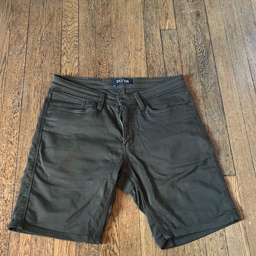 DU/ER Men's Olive Flat Front Slim Fit Shorts